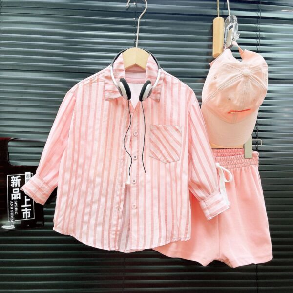 24032 Girls Summer Outfit Sunscreen Shirt Plus Tank Top Shorts Three-Piece Girl Fashion Summer Outfit - Image 2