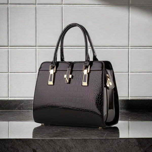 Taizhou women's bag stone pattern shiny leather large-capacity handbag bag commuting fashion platinum bags - Image 3