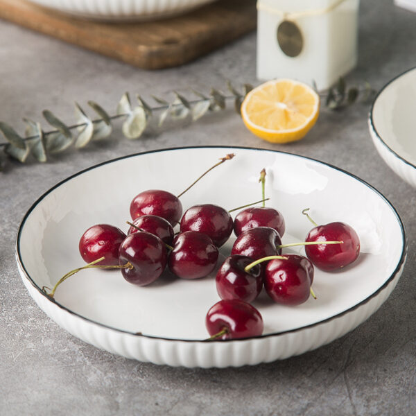 Vertical pattern anti-slip simple light luxury household ceramic tableware set dishes and saucers, noodles, soup bowls, fish plates, free combination gifts - Image 4