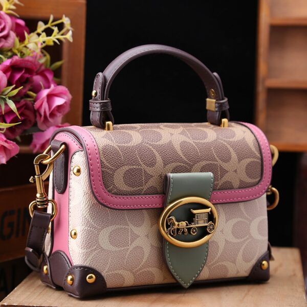 This year's popular niche contrasting box bag women's spring 2025 new leather fashion premium one-shoulder crossbody bag