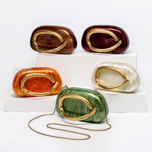 2025 women's European and American new shoulder crossbody bag special-shaped shell acrylic bag fashion wedding dinner clutch