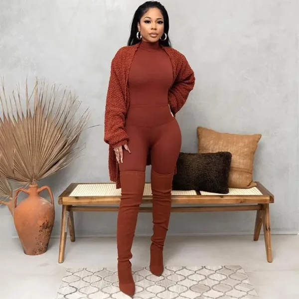 new tight high neck long sleeve two-piece