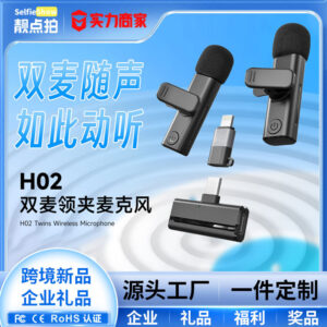 Cross-border one-in-two, wireless lavalier microphone, mobile phone live radio microphone, noise canceling microphone, lavalier interview, karaoke