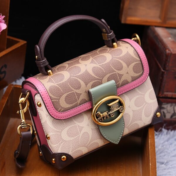 This year's popular niche contrasting box bag women's spring 2025 new leather fashion premium one-shoulder crossbody bag - Image 3