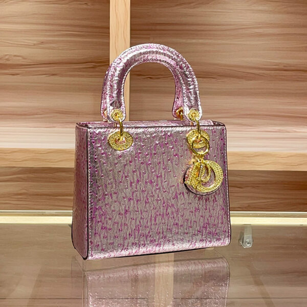 High-quality leather ostrich pattern handbag - Image 2