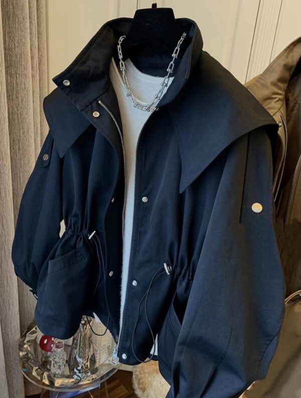 Female Casual Drawstring Waist Windbreaker Jacket - Image 2