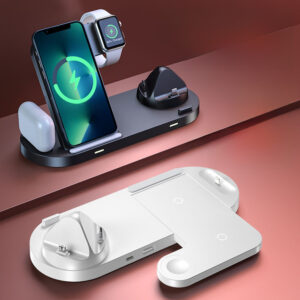 Cross-border new folding wireless charger 15W fast charging mobile phone watch headset multi-function six-in-one wireless charging