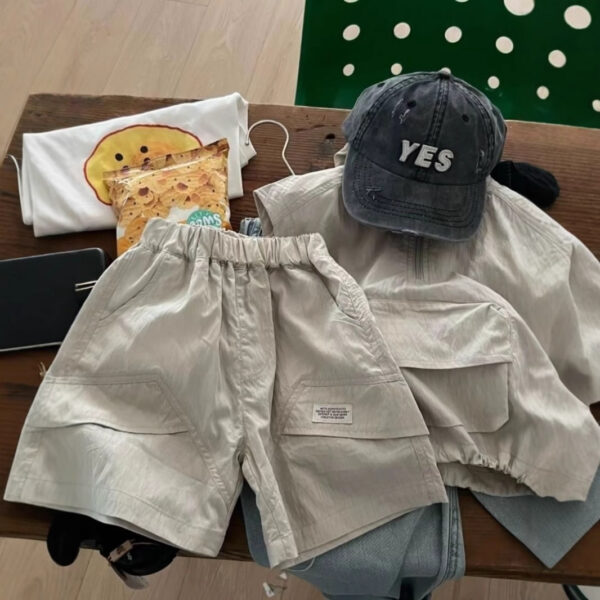 [94%Positive Rating] Boys Fashion Fried Street Set Summer 2025 Children's Little Boy Handsome Hooded None - Image 3