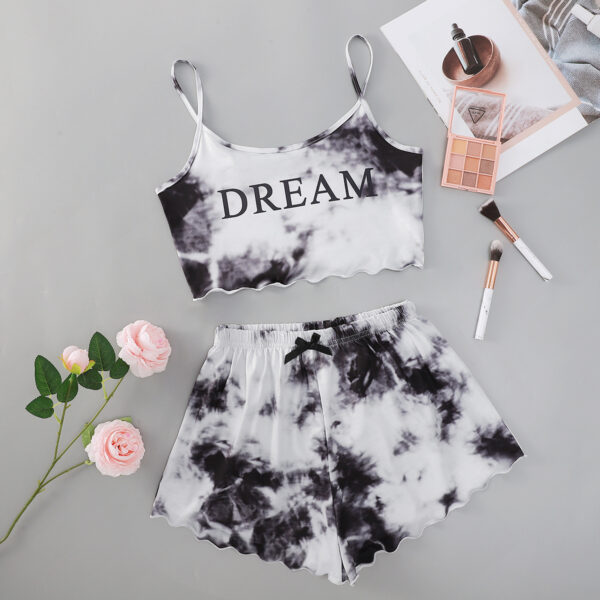 New tie-dye print short-sleeved loungewear set