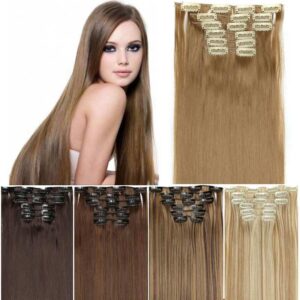 Six-piece set of clip hair wigs