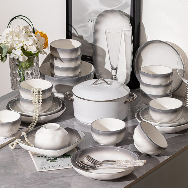 Luxury gradient gray dishes set - Image 2