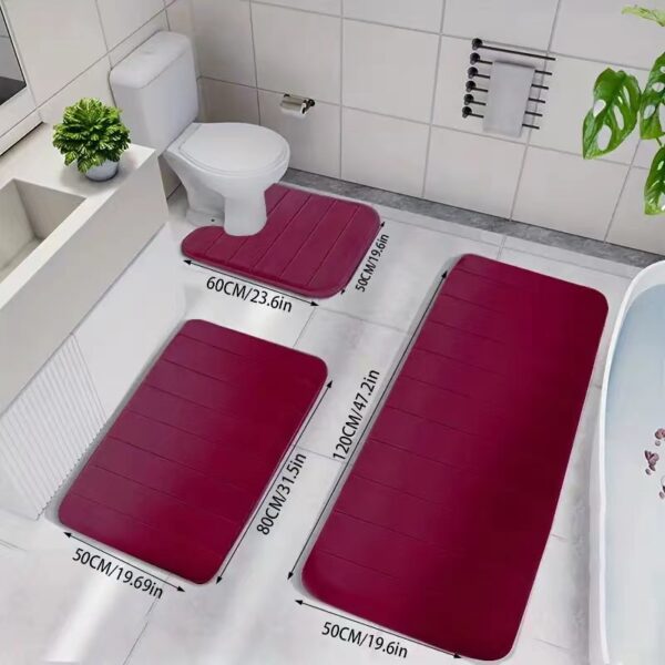 Three-piece anti-slip bathroom absorbent floor mat - Image 3