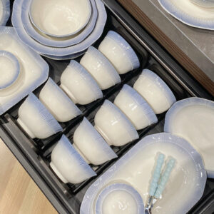 French embossed luxury ceramic tableware set