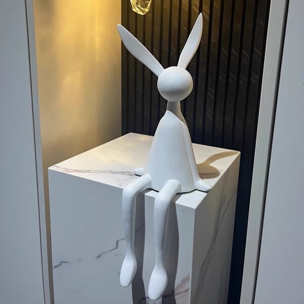 Simple modern black and white long-eared rabbit ornaments - Image 3