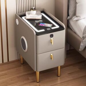 Small solid wooden smart bedside table