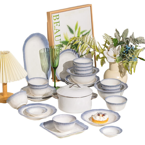 French embossed luxury ceramic tableware set - Image 5