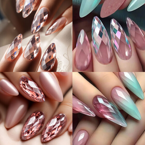 3D diamond almond nail ballet - Image 3