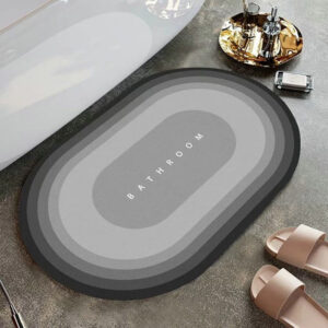 Oval bathroom anti slip absorbent foot mat