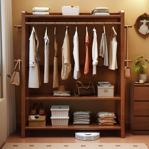 Solid wood coat rack floor-to-ceiling bedroom hanger - Image 2