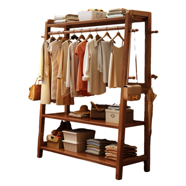 Solid wood coat rack floor-to-ceiling bedroom hanger - Image 5