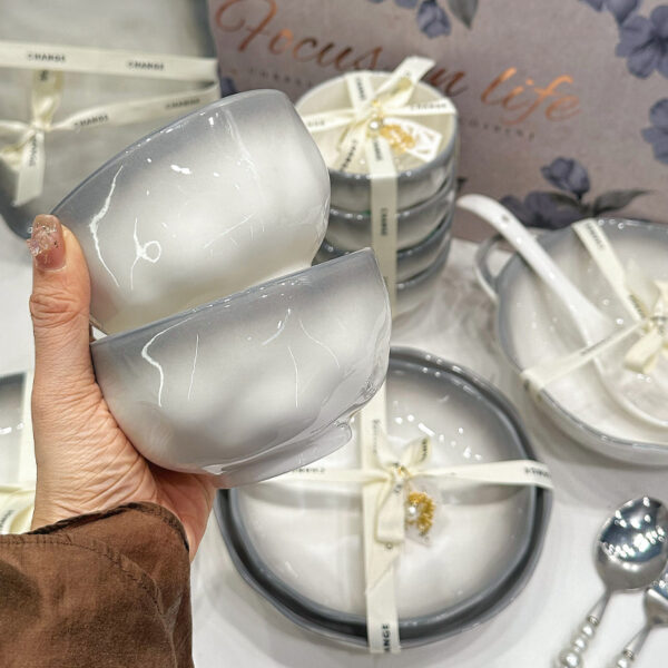 Luxury gradient gray dishes set