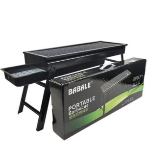 Folding outdoor charcoal barbecue grill