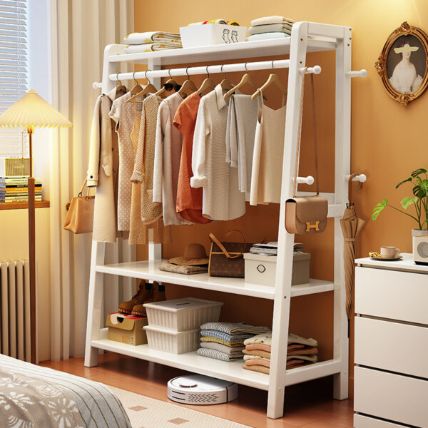 Solid wood coat rack floor-to-ceiling bedroom hanger - Image 4