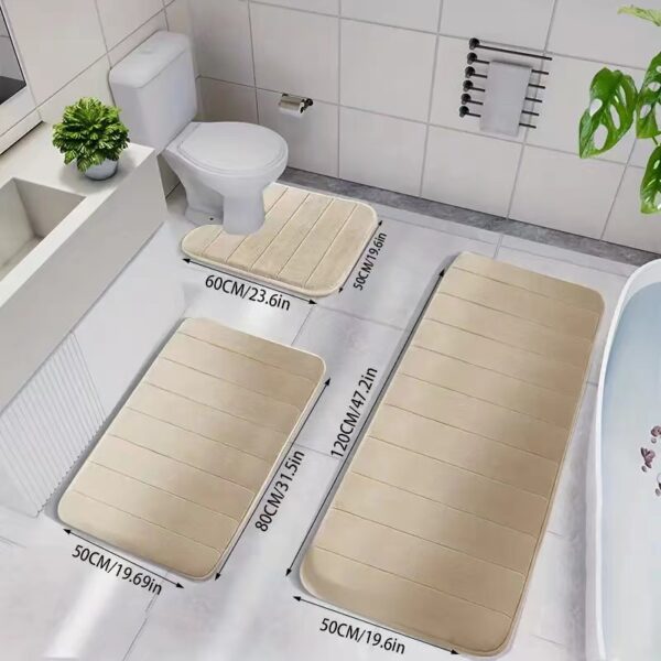 Three-piece anti-slip bathroom absorbent floor mat - Image 4