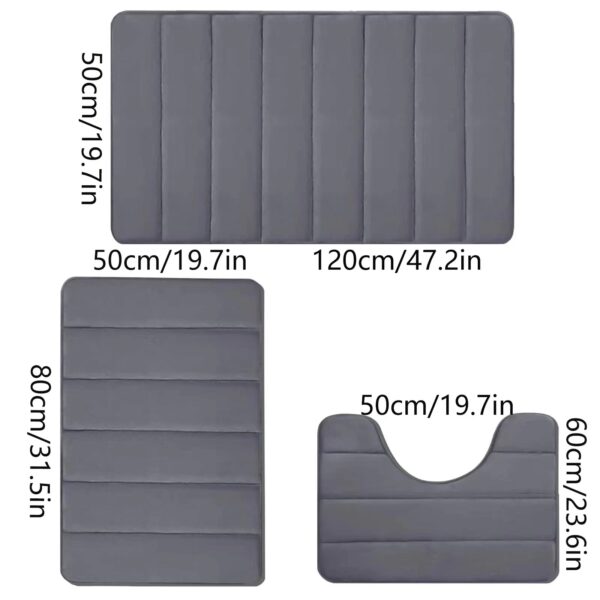 Three-piece anti-slip bathroom absorbent floor mat - Image 5