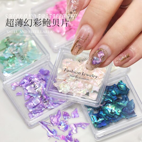 Nail art  mica pieces, aurora color pearl shell pieces