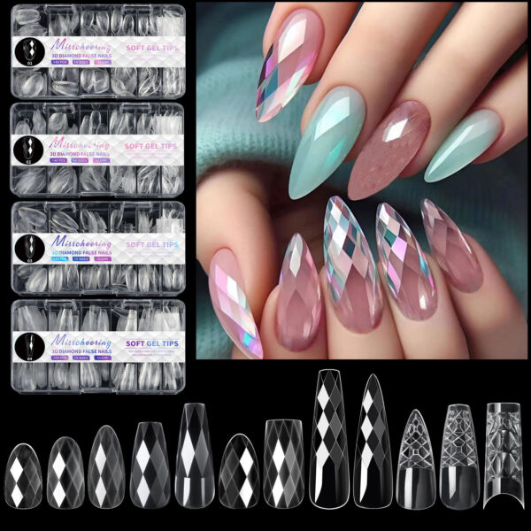 3D diamond almond nail ballet