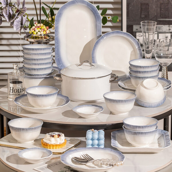 French embossed luxury ceramic tableware set - Image 3