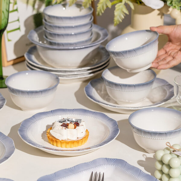 French embossed luxury ceramic tableware set - Image 4