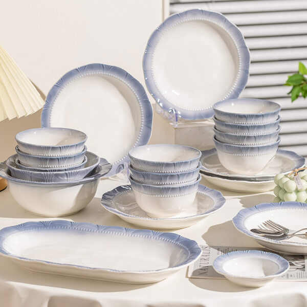 French embossed luxury ceramic tableware set - Image 2