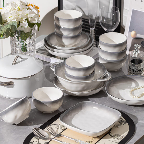Luxury gradient gray dishes set - Image 4
